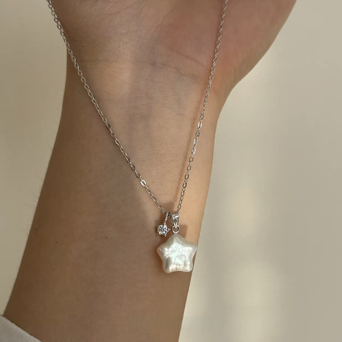 Iridescent Baroque Pearl Star Necklace