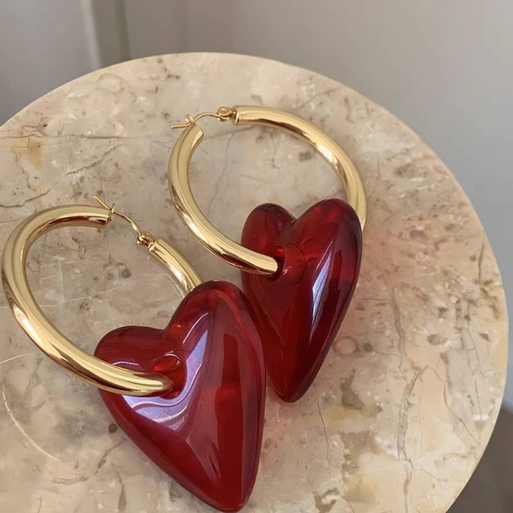 Chunky heart hoops