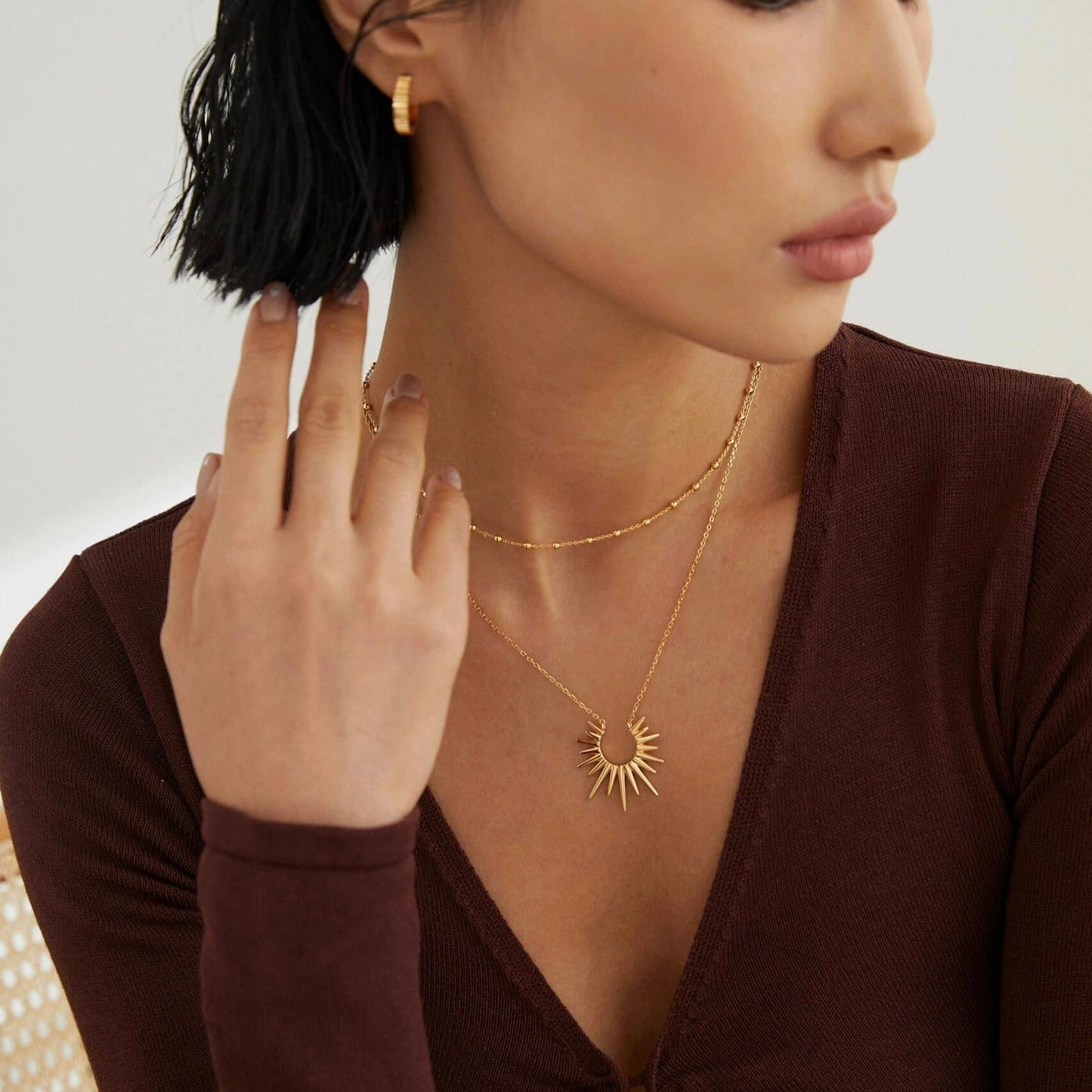 Dainty Gold Sunburst Necklace