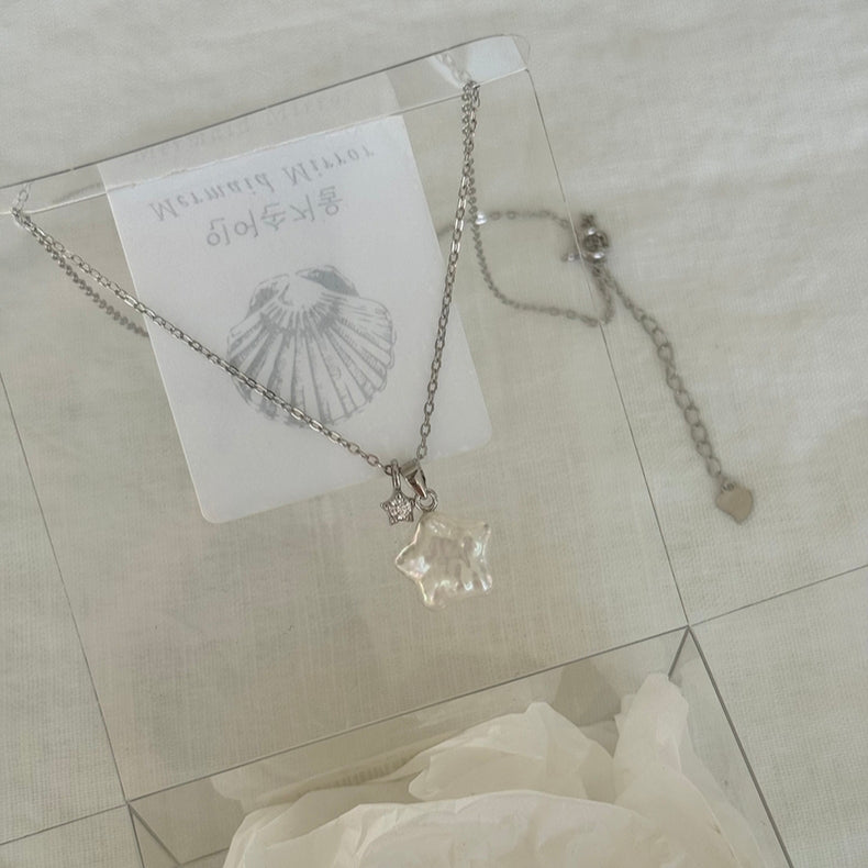 Iridescent Baroque Pearl Star Necklace