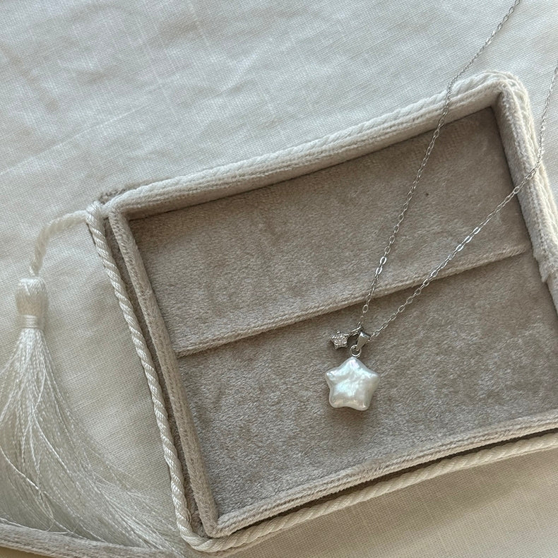 Iridescent Baroque Pearl Star Necklace