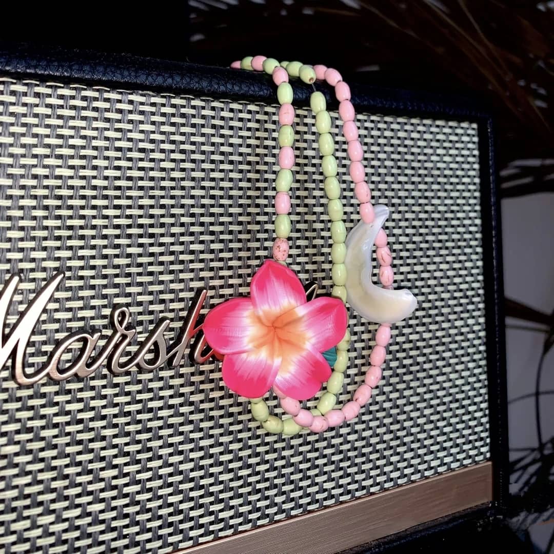 Plumeria beaded necklace