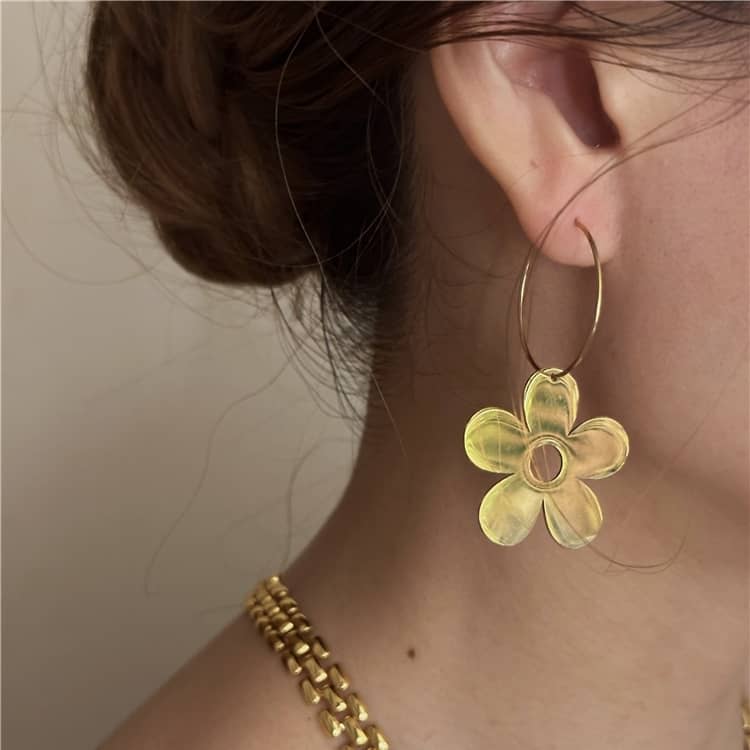 Flower Hoop Earrings