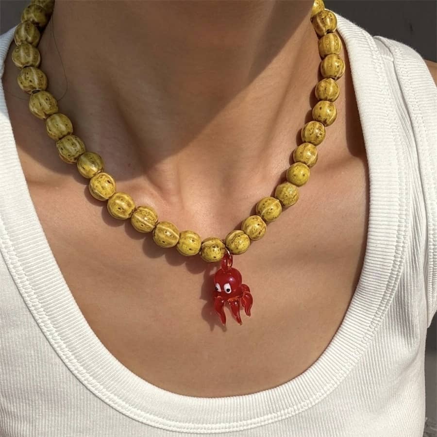 ceramic octopus necklace