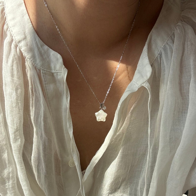 Iridescent Baroque Pearl Star Necklace