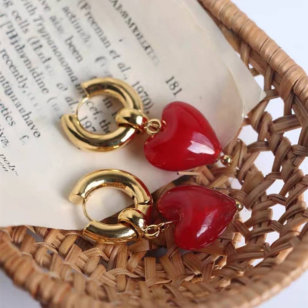 Murano Glass Heart Earrings