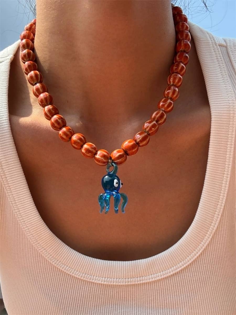 ceramic octopus necklace