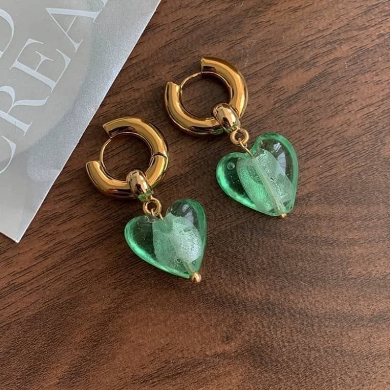 Murano Glass Heart Earrings
