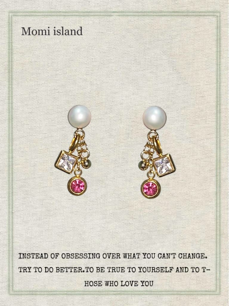 Pearl birthstone front & back earrings