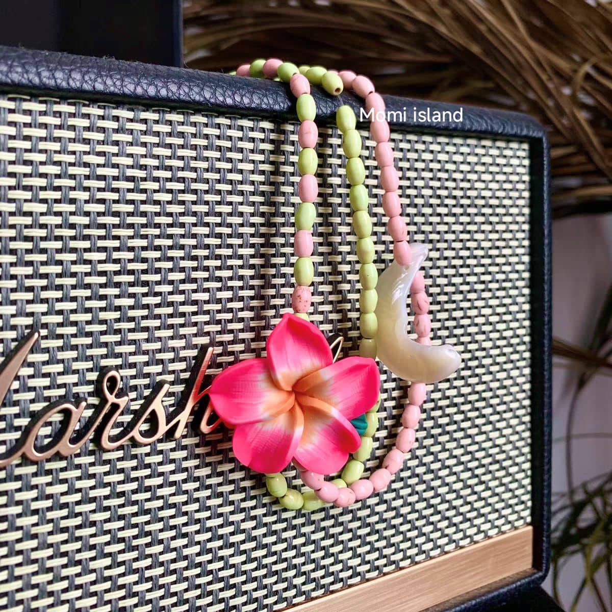 Plumeria beaded necklace