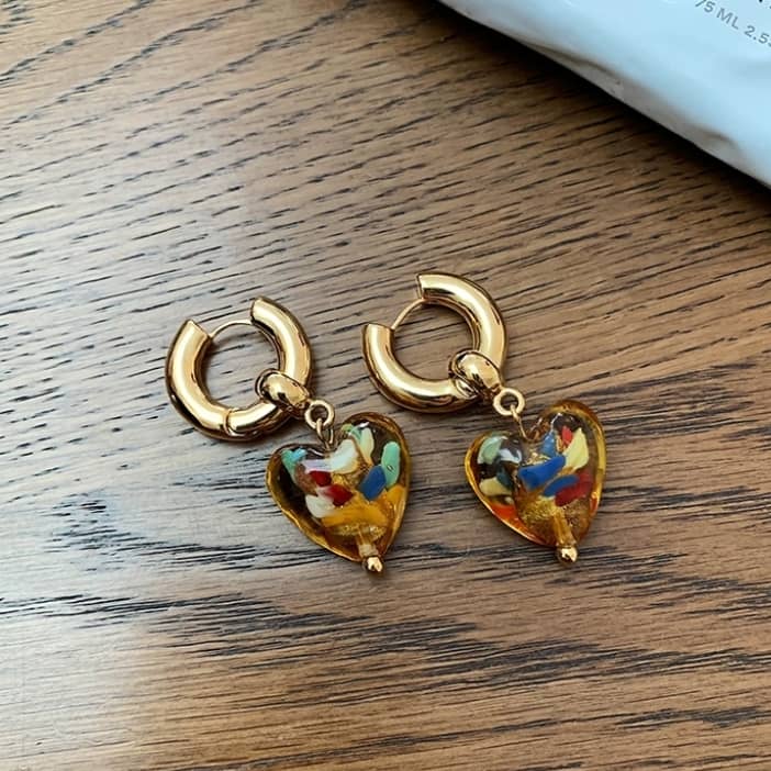 Murano Glass Heart Earrings