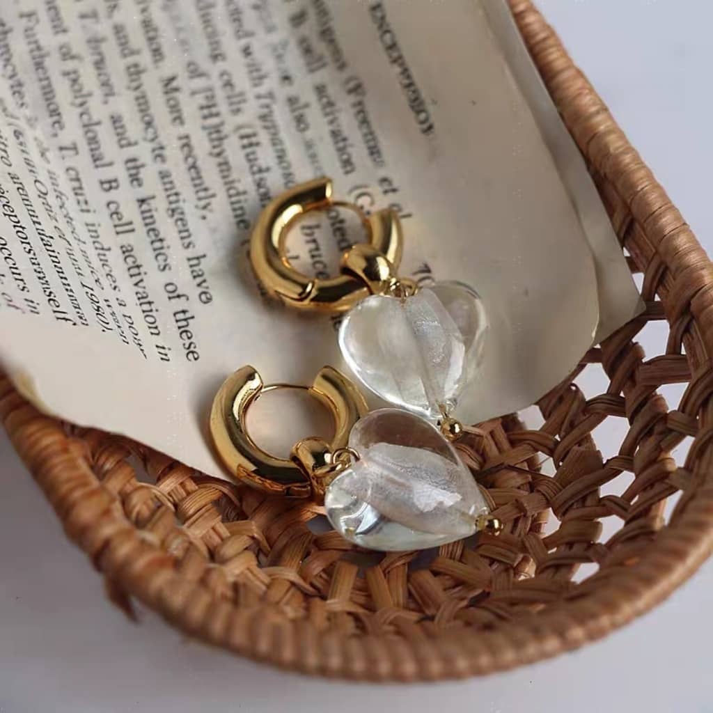 Murano Glass Heart Earrings