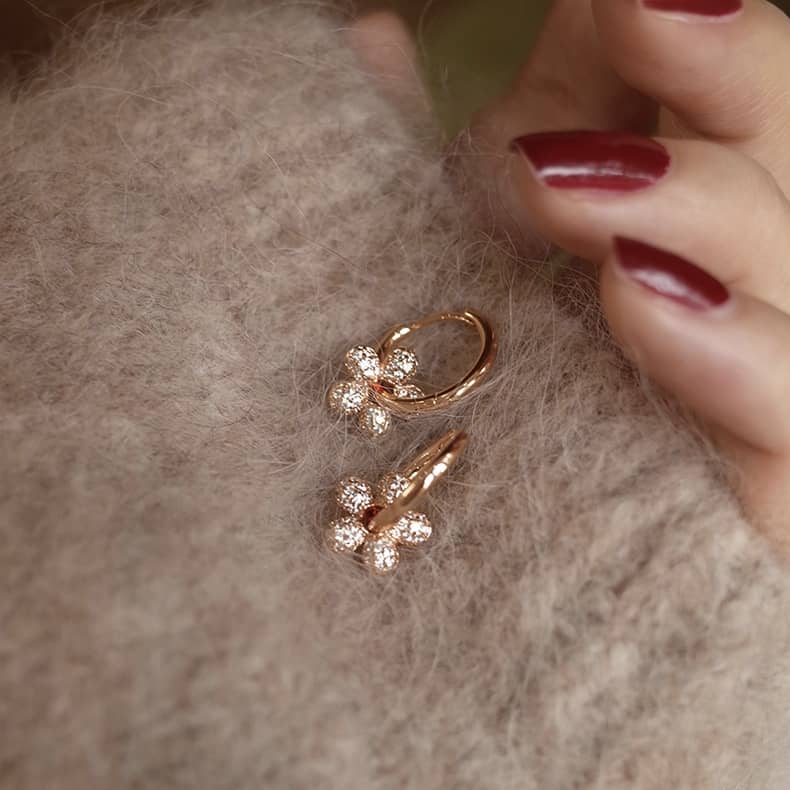 Bubble flower hoop earrings