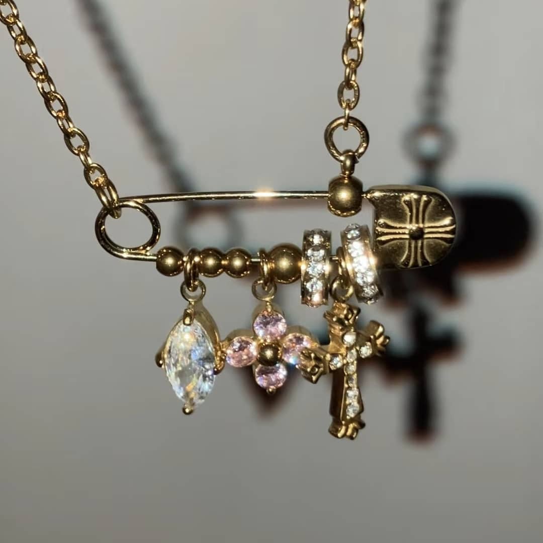 Safe Pin Charms Necklace