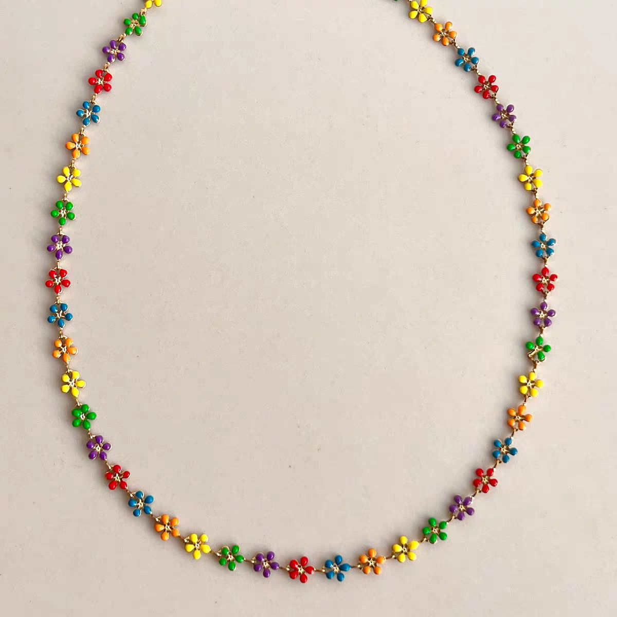Rainbow daisy necklace