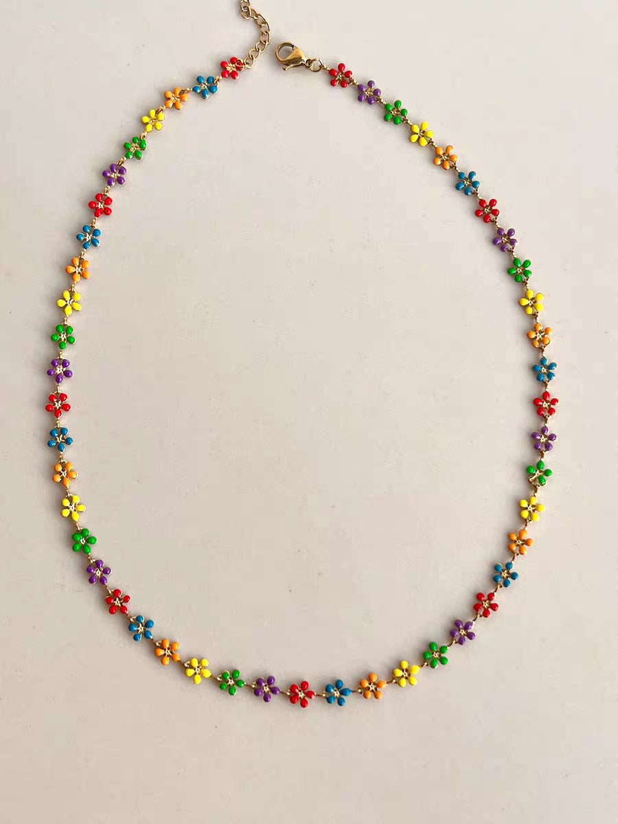 Rainbow daisy necklace