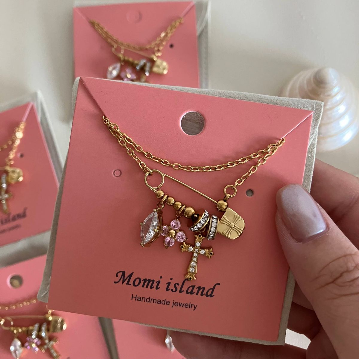 Safe Pin Charms Necklace