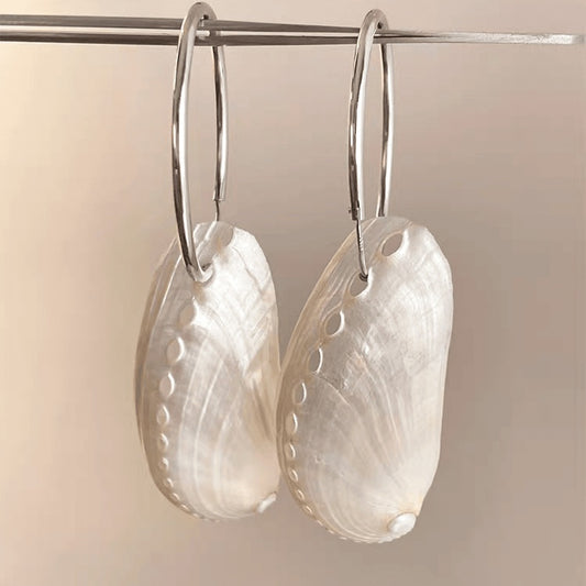 White Abalone Shell Hoops