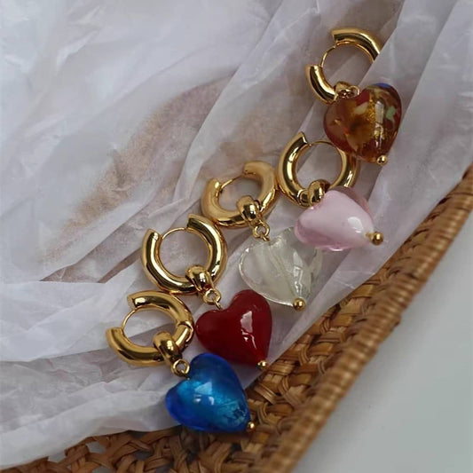 Murano Glass Heart Earrings