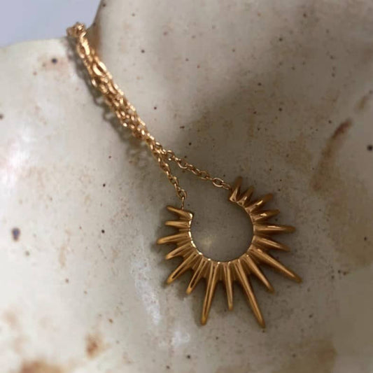 Dainty Gold Sunburst Necklace