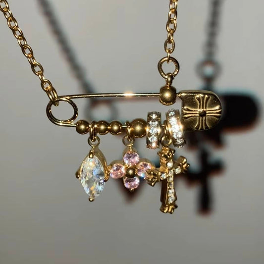 Safe Pin Charms Necklace