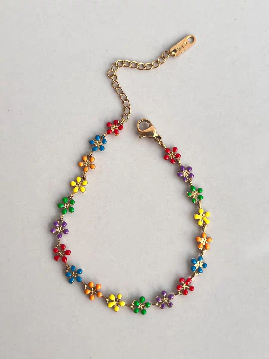 Rainbow daisy necklace